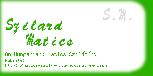 szilard matics business card